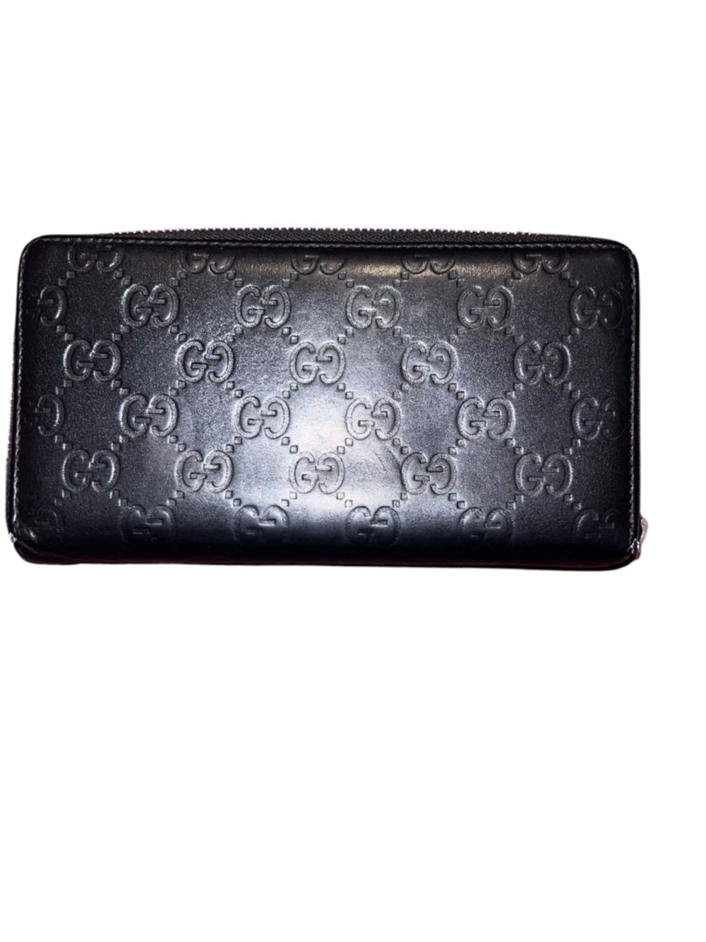 Gucci Black Embossed GG Zip Wallet